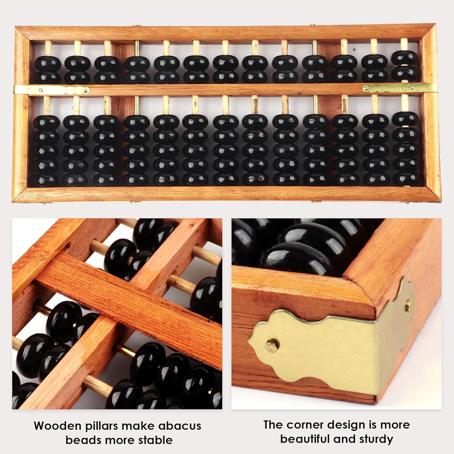 Vintage Chinese Wooden Abacus Soroban Arithmetic Calculating Tool