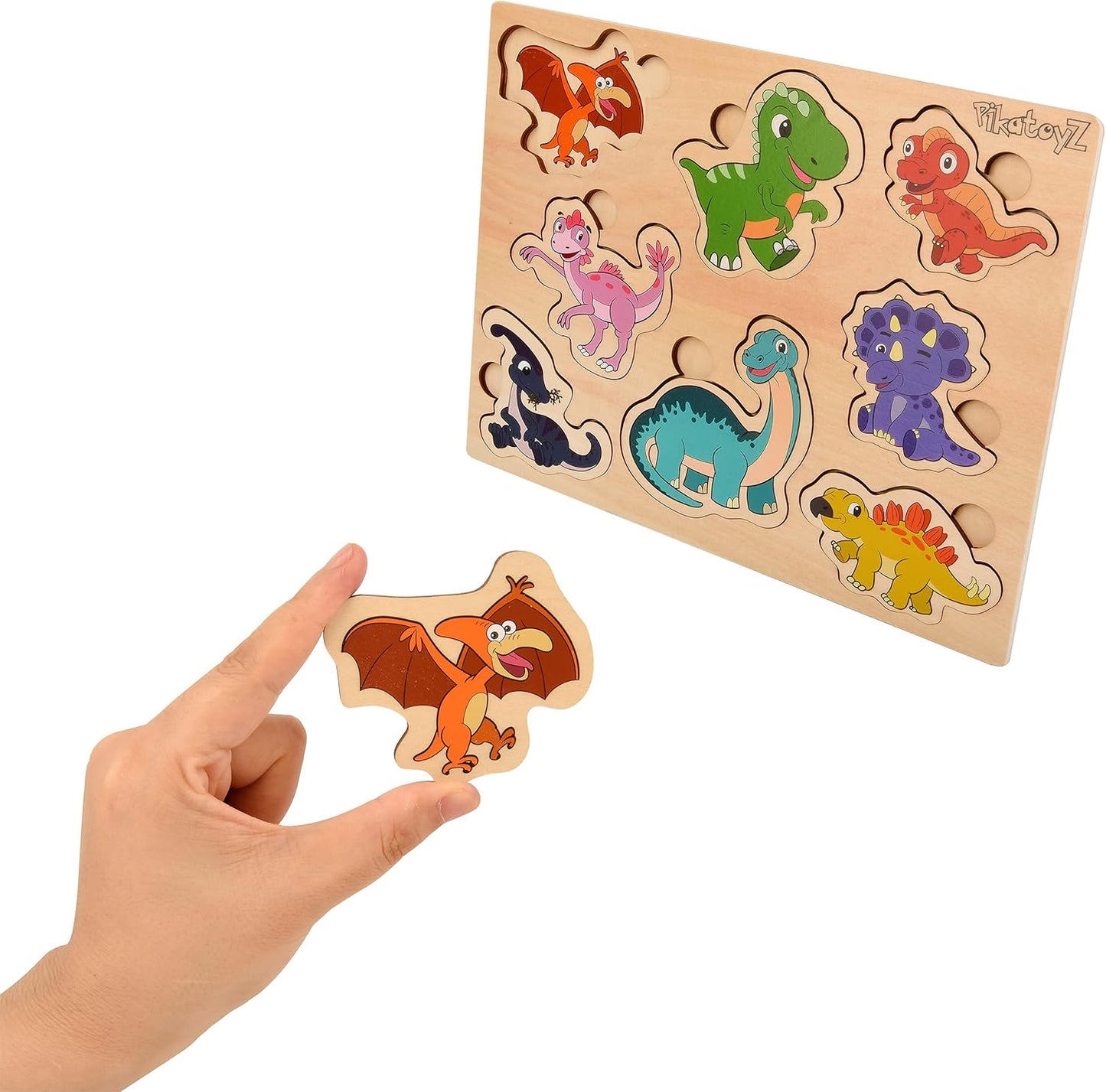 Pikatoyz® Wooden Puzzles for Toddlers 1-3 – Montessori Educational and Learning Toys – Wooden Baby Puzzle for Kids 1 Year and Up – Developmental Toys – Baby Puzzles for Early Learning