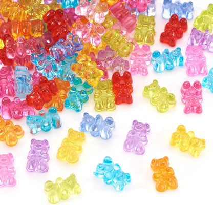 Kissitty 100Pcs Clear Acrylic Bear Beads Cute Bears Loose Beads Bulk Transparent Gummy Bear Spacer Bead Counting Bears for Bracelet Adults Necklace Earring Crafts Bag Key Chain DIY Jewelry Making