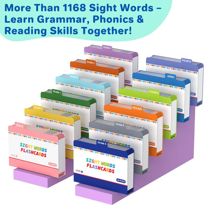 1180 Sight Words Flash Cards Kindergarten Hooked on Phonics Dolch & Fry High Frequency Site, Learn to Read CVC Blends, Short/Long Vowel Sounds, Games for 1 2 3 4 5 6 Grade, Kids 4-13 Years