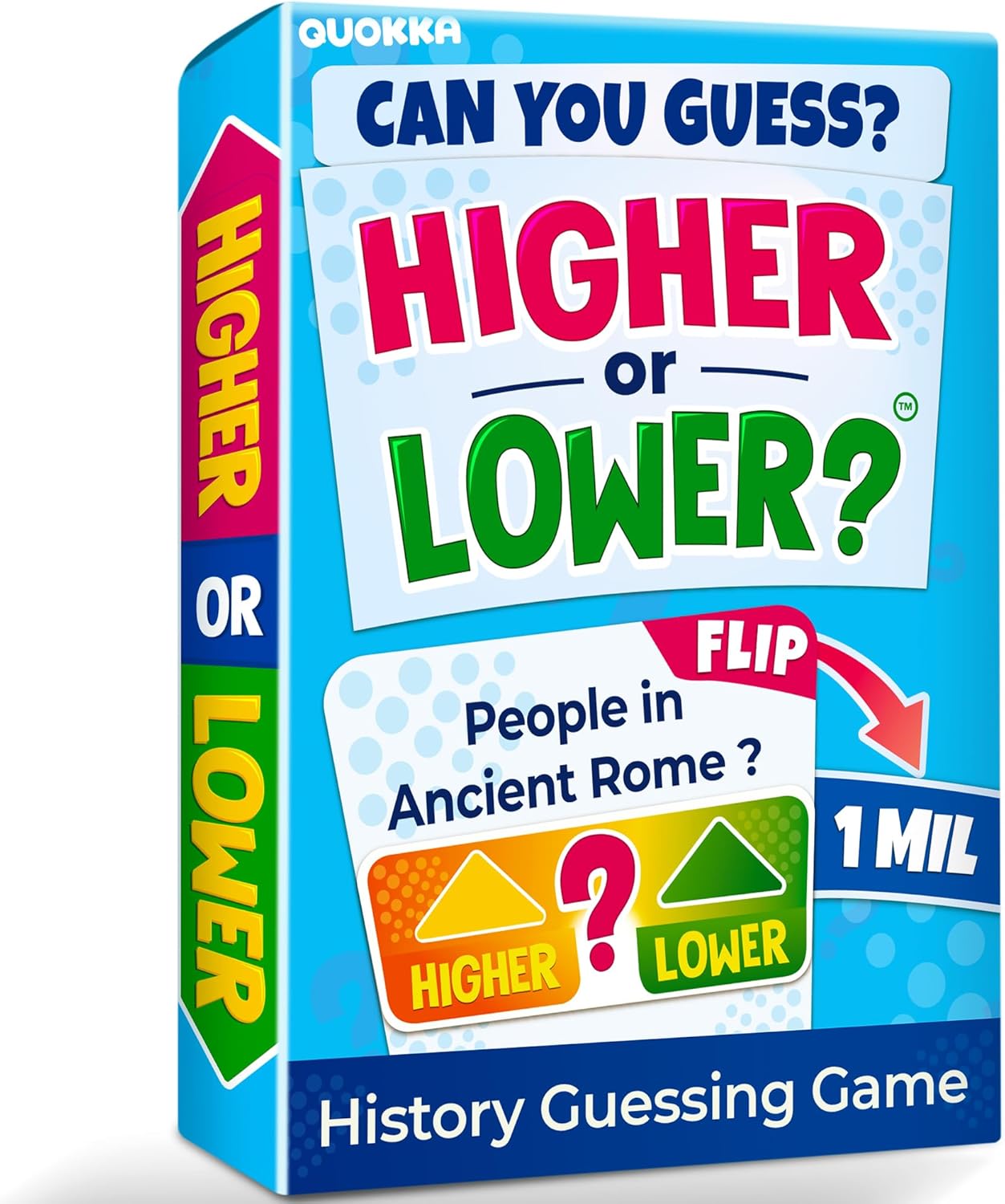 QUOKKA Trivia Board Games for Kids and Adults – Family Board Games for Family Game Night – Higher or Lower Trivia Cards for Kids 8-12 – Guess Fun Questions – Educational Card Game for Families&Teens