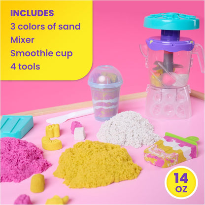 Kinetic Sand, Smoothie Mixer Playset with 14 oz Play Sand, Tools & Popsicle Mold, Play Food Toy, Arts and Crafts Kids Toys for Girls & Boys Ages 5 and up