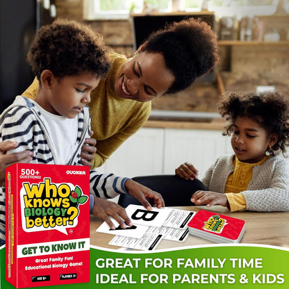 QUOKKA Board Games for Kids 8-12 and Family - Set of 4 Who Knows It Better? - 2000+ Questions Across Biology, Culture, STEM and Math - Educational Trivia Cards for Learning and Game Night