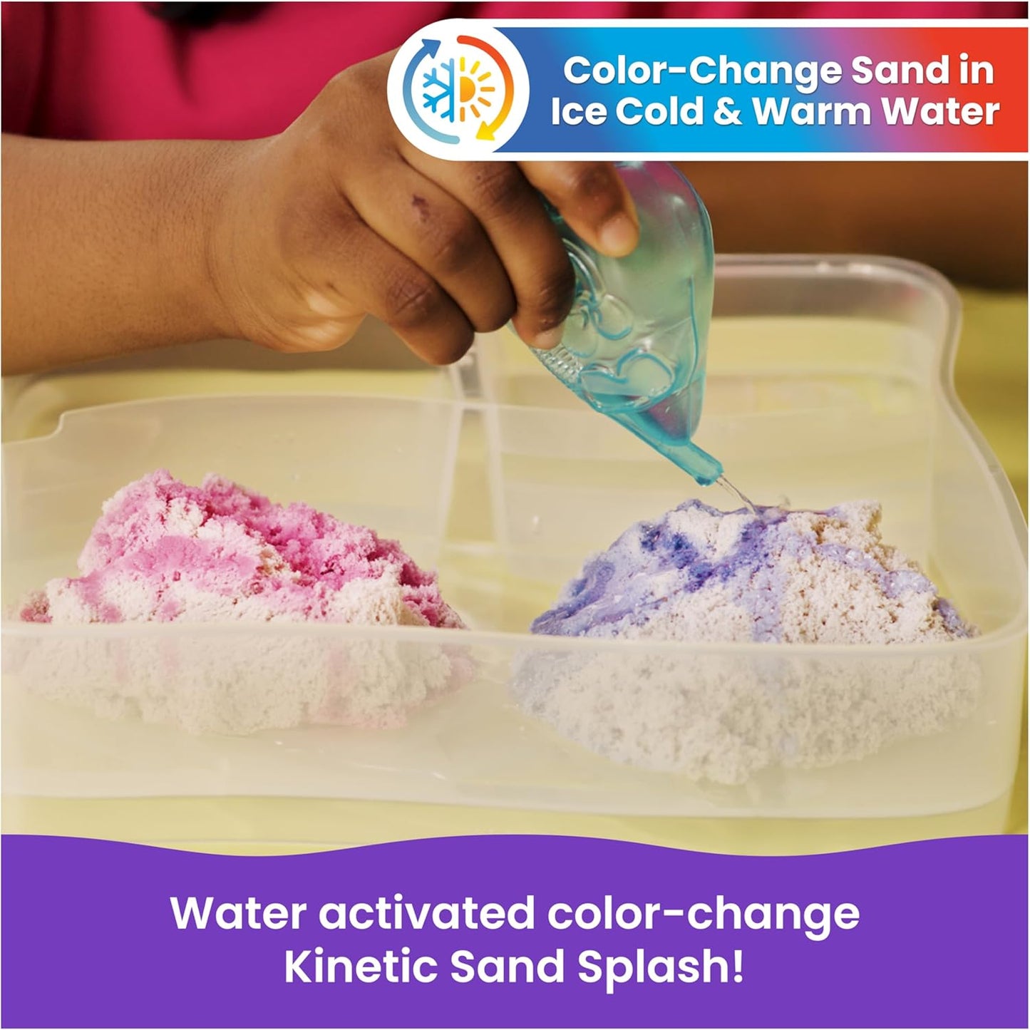 Kinetic Sand, Splash Starter Case with 6oz Color-Change Play Sand, 3 Tools & Molds, Reusable Storage, Sensory Toys, Holiday Gifts & Stocking Stuffers for Kids Ages 3 and up