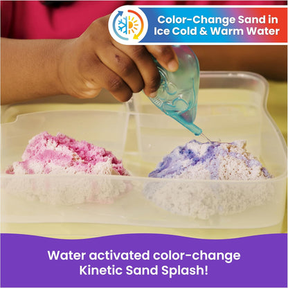 Kinetic Sand, Splash Starter Case with 6oz Color-Change Play Sand, 3 Tools & Molds, Reusable Storage, Sensory Toys, Holiday Gifts & Stocking Stuffers for Kids Ages 3 and up