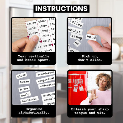Poetry Tiles – Sassy Words Magnet Set – 536 Sarcastic, Judgmental, Shady Magnetic Word Kit for Refrigerator Poems and Stories – Funny Fridge Magnets for Adults with Spunk and Sass