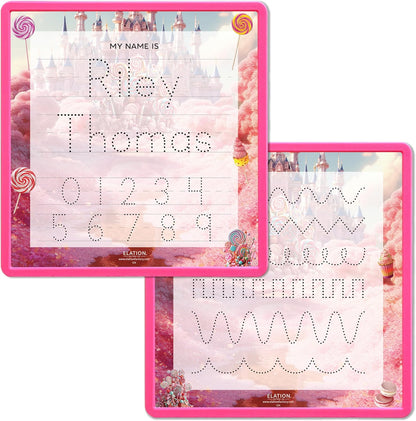 Kid's Name Tracing Board | Dry Erase Letter Tracing | Reusable Name Board | Alphabet Letters | Personalized | Candy Theme
