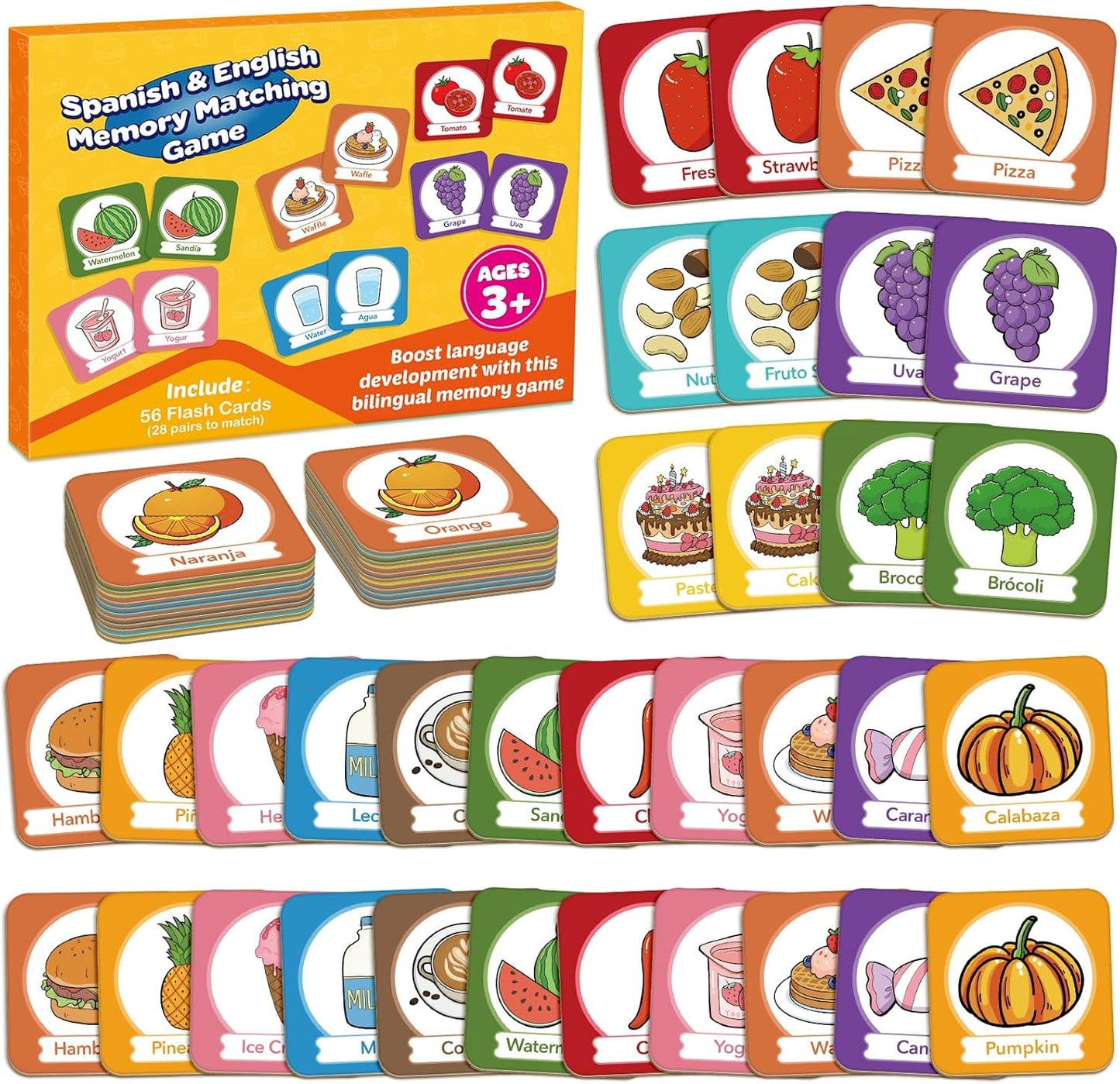 Edulok Memory Card Game, Toddler Match Game, Learn Spanish for Kids, Bilingual Flash Cards, Learning Toys for 4 Year Old, Preschool Learning Activities, Homeschool Supplies, Kindergarten Toys