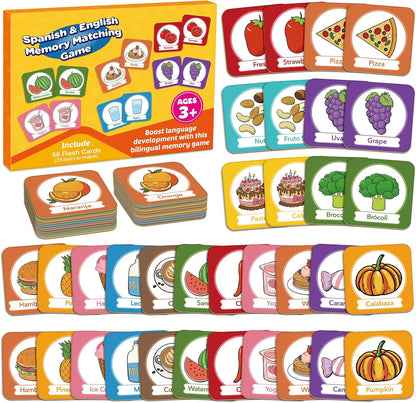 Edulok Memory Card Game, Toddler Match Game, Learn Spanish for Kids, Bilingual Flash Cards, Learning Toys for 4 Year Old, Preschool Learning Activities, Homeschool Supplies, Kindergarten Toys