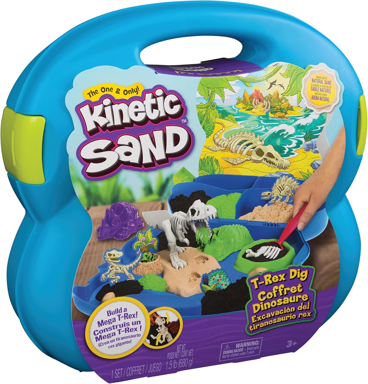 Kinetic Sand, T-Rex Dig Set with 1.5lbs Play Sand & Tools