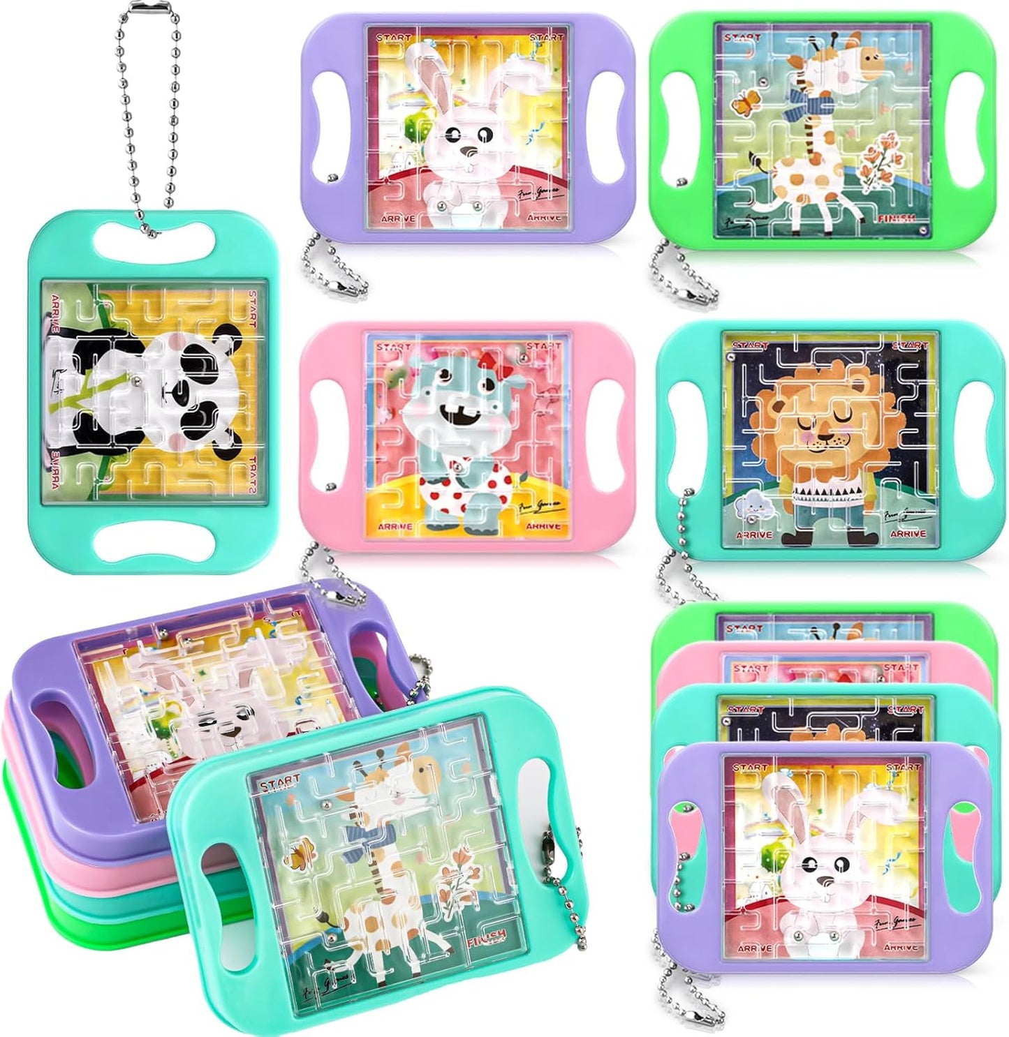 JellyArch 16 Pcs Mini Maze Puzzle Bulk for Kids Hawaii Party Favors Small Maze Cubes Game Educational Handheld Puzzle Travel Games Graduation Classroom Exchange Gift for Student (Animals)