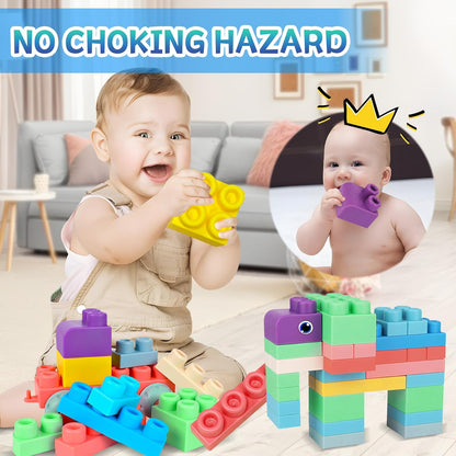 Soft Building Blocks for Toddlers, Large Building Blocks Stacking Blocks for Babies 6 Months and Up Stem Toddler Gifts, Teething Toys, 40 PCS