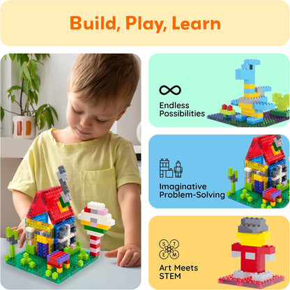 PicassoTiles 1016pcs Magnetic Tile & Building Brick Combo Construction STEM Toy Magnet Tiles for Creative Play Educational Toys for 3+ Large Bricks for Toddlers Compatible with Major Brands PTS1016