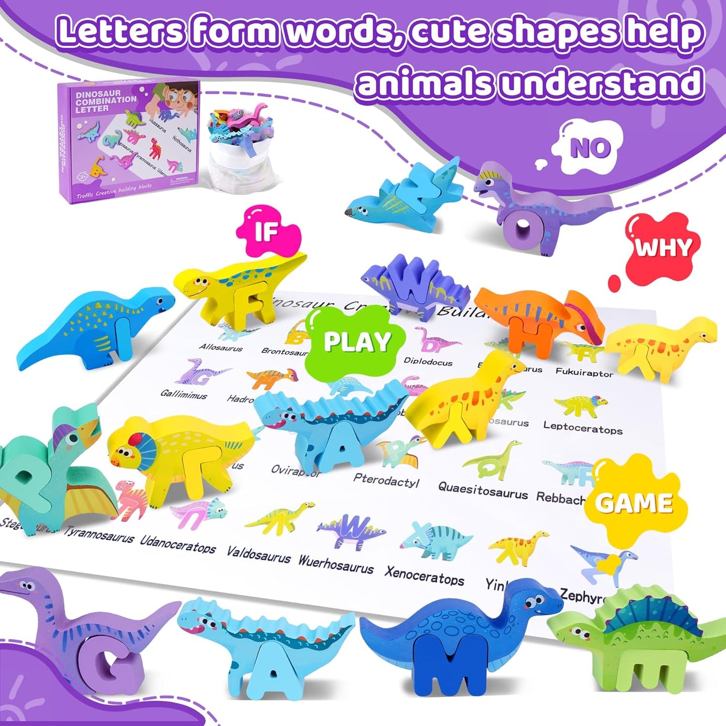 Wooden Toddler Puzzles, Montessori Toys ABC Alphabet Puzzle for Kids Ages 3-5, Cute Animal Shape Letters Matching Game, Preschool Learning Educational Toys Gift for Girls Boys 3 4 5 Years Old