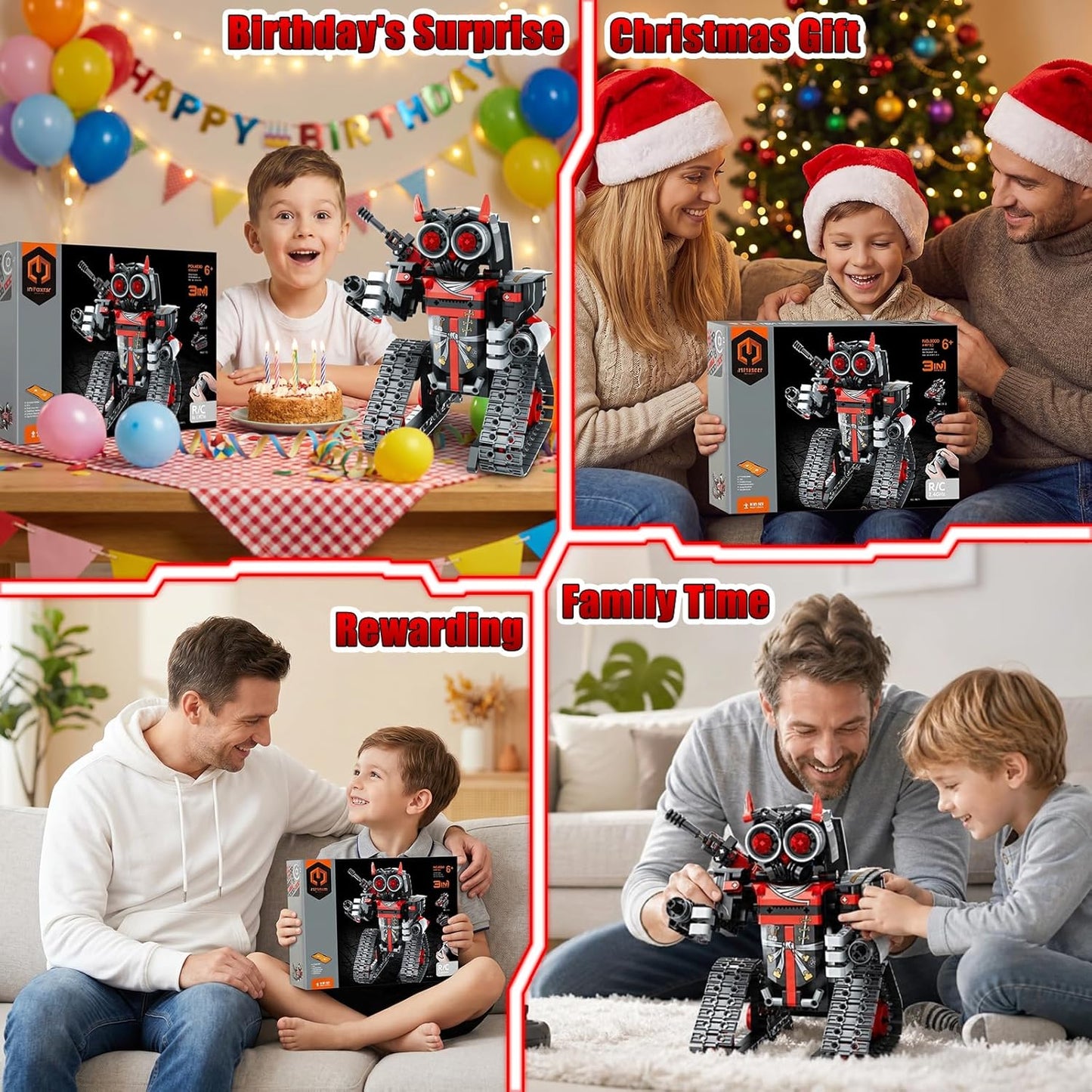 STEM Robot Building Kit, 3 in1 Remote & App-Controlled Robotic Toys, Robot Building Blocks Set with LED Eyes & Sound, Christmas Birthday Gifts for Boys Girls Age 6 7 8 9 10 11 12+ Year Old (433 Pcs)