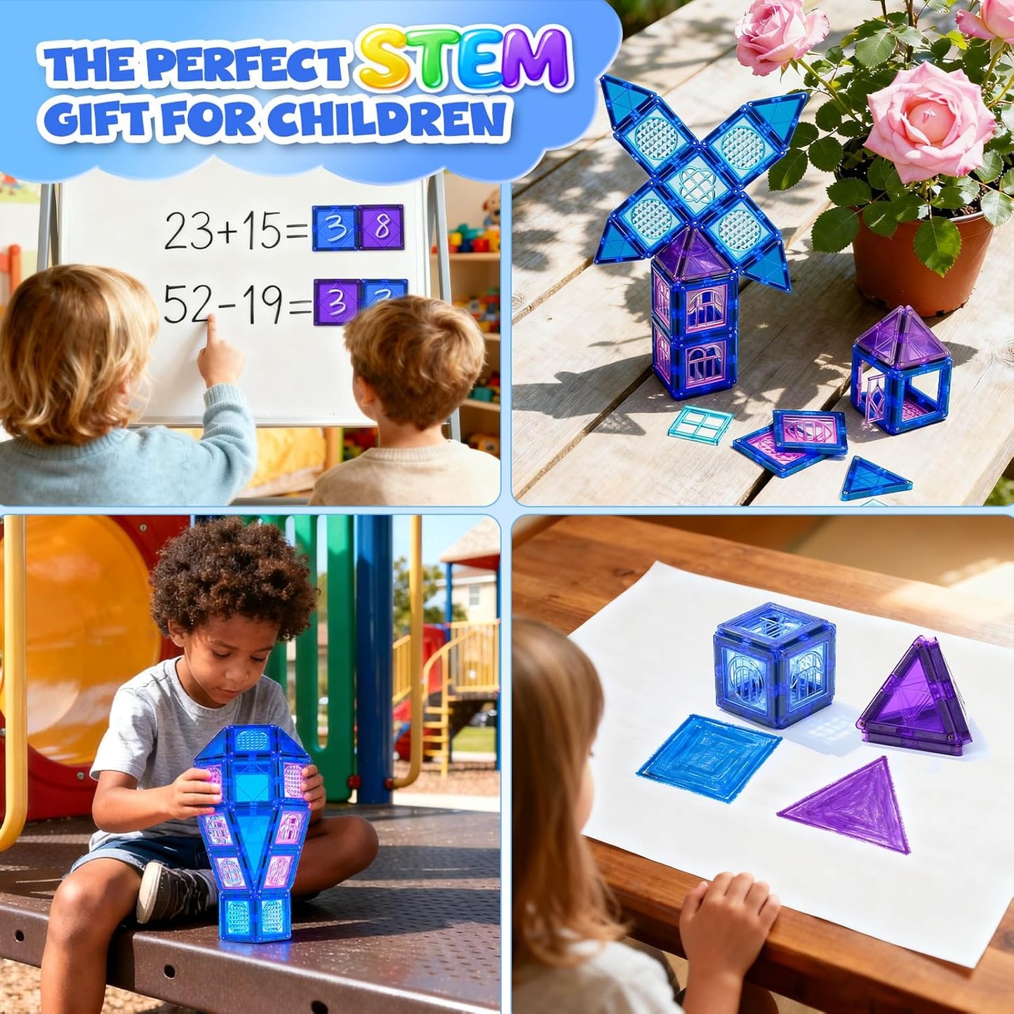 MAGBLOCK 85Pcs Marble Run Magnetic Tiles Toy Building Blocks STEM Educational Child Brain Development Kit Magnet Construction Toys for Boys Girls Kids Age 5 6 7+ Years Old