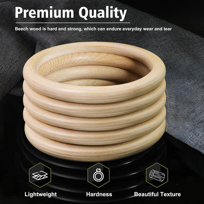 FoDau770 5pcs Natural Beech Wooden Rings, Unfinished Solid Wood Rings Heavy Duty Wood Circles, Macrame Craft Circles for Party, Home Decor & DIY Making - Outer Diameter: 3 Inch