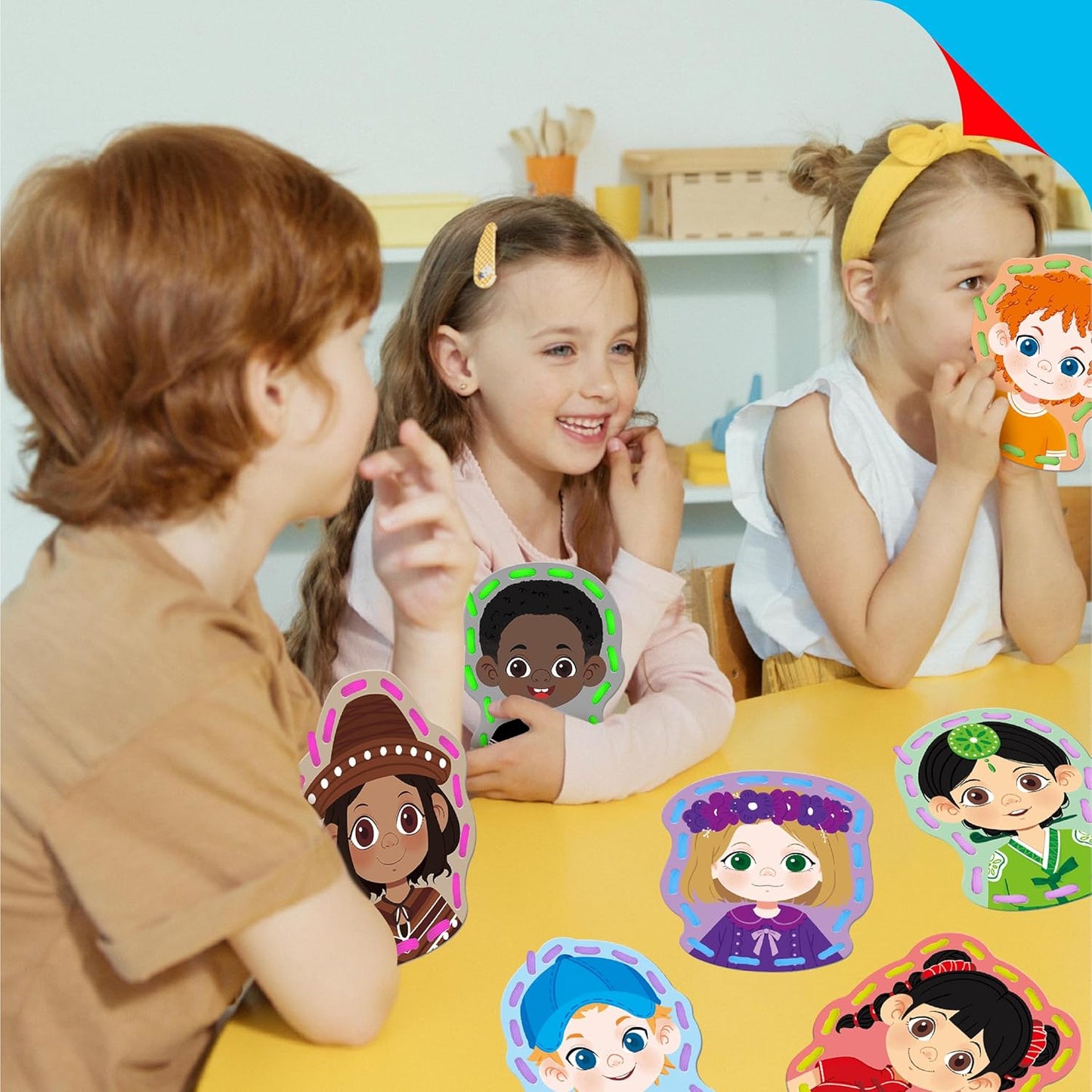 SpriteGru 9 Pieces Kids Lacing Cards, Double Sided Sewing Cards in 9 Vehicle Cards with 9 Colorful Laces, Imagination Development Lacing Toys Games for Children Educational and Learning Activity
