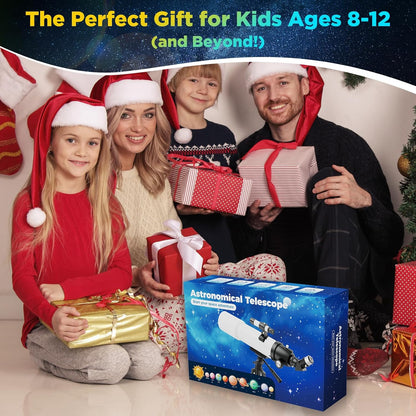 90mm Refractor Telescope for Adults & Kids 8+: 150X High Power, 500mm Focal Length, Professional Astronomical Scope with 133cm Tripod for Stargazing, Xmas Toy Gift for Beginners Boy Girls