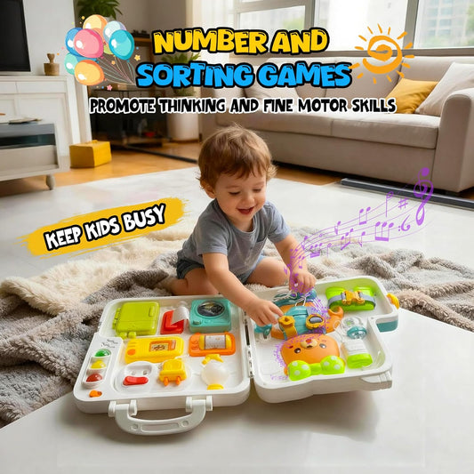 Montessori Busy Board Toys for 1 2 Year Old, Educational Montessori Baby Toys for 12-18 Months, Toddler 1-3 Musical Toys,Birthday Christmas Toys Gifts for 1 2 Year Old Boys Girls
