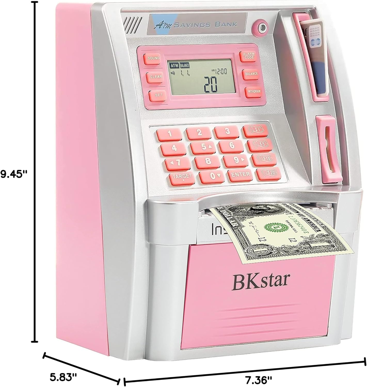 BKstar ATM Piggy Bank for Kids - Talking Electronic Money Bank with Debit Cards & Digital Coin Counter for Real Money, Boys Girls