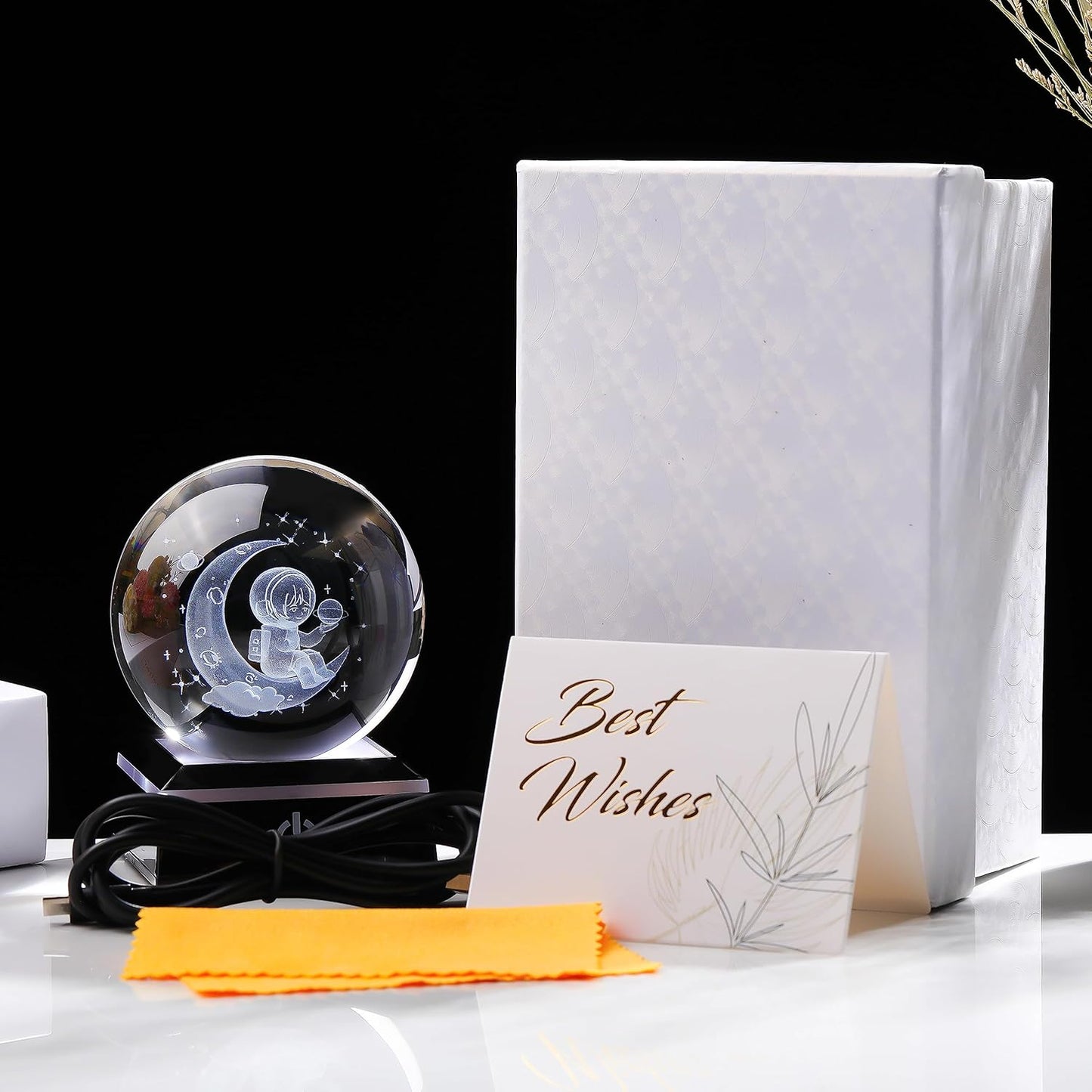 3d Solar System Model Crystal Ball 80mm 3.15inch - Outer Space Astronomy Gifts Room Decor Crystal Sphere Unique Gifts For Men Him Best Birthday Dad Physics Science Teacher Night Light Planet Lamp