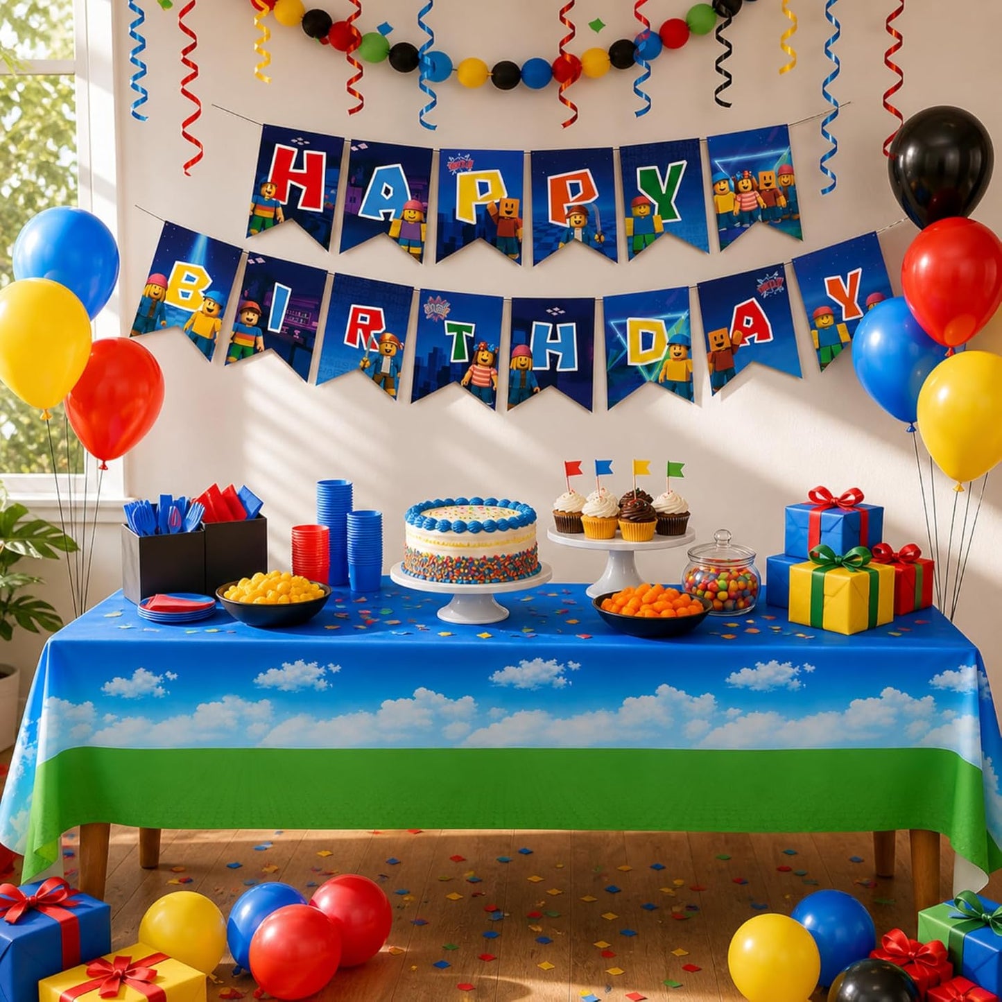Blue Orchards Science Table Covers (Pack of 3) - 54"x108" XL - Science Birthday Party Decorations, Chemistry Party, Laboratory Theme Table Cloth