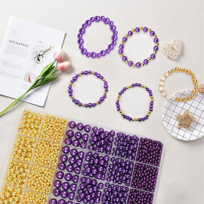 Hpebl 2136PCS Beads for Bracelets Pearl Bracelet Making Kit Friendship Bracelet Kits Bracelet Bead Kits Small Pearl Bead and Gold Beads Beading Kit for Bracelets Jewelry Making Kit