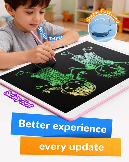 KOKODI LCD Writing Tablet, 12 Inch Colorful Toddler Doodle Board Drawing Tablet, Erasable Reusable Electronic Drawing Pads, Educational and Learning Toy for 3-6 Years Old Boy and Girls(Blue)