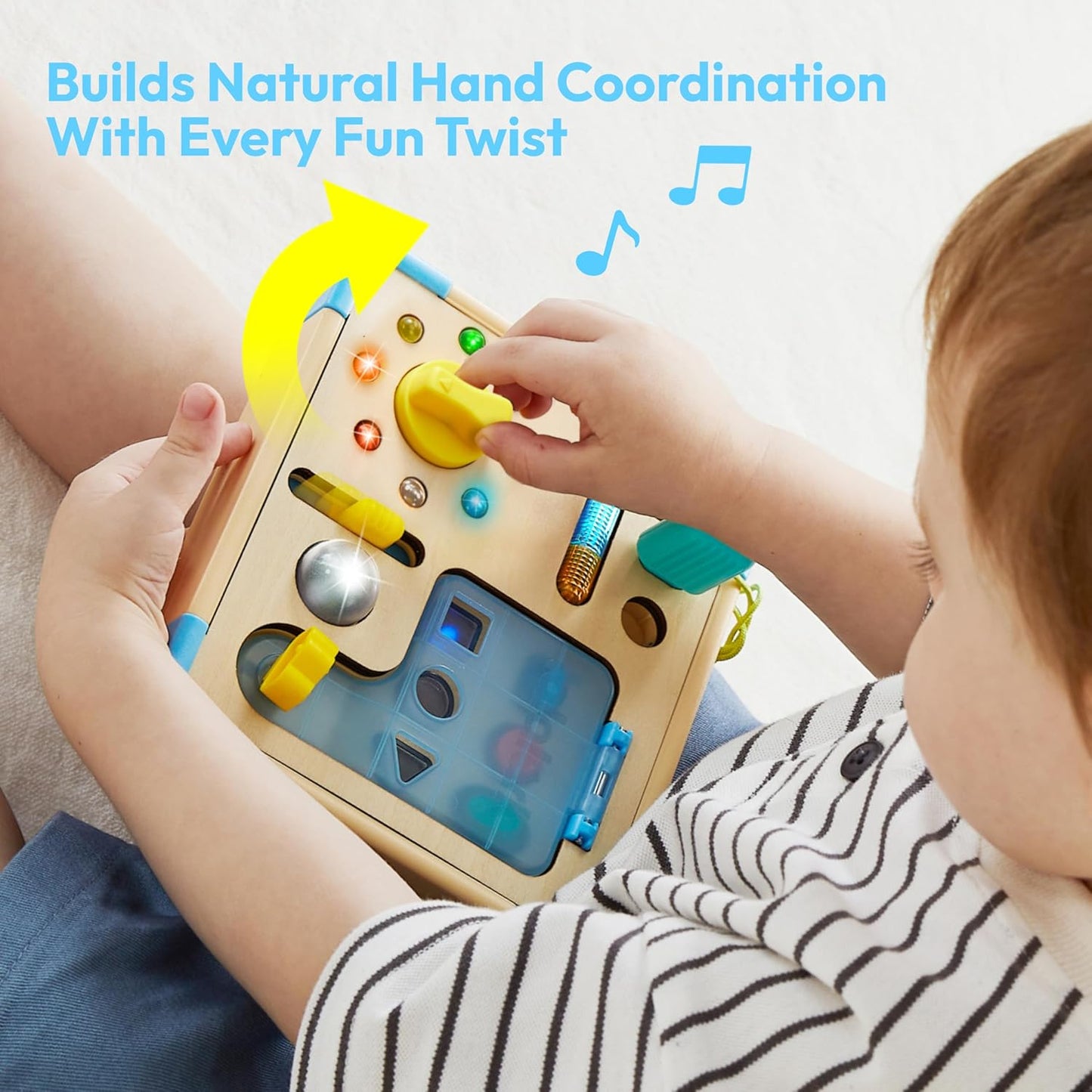 lalalark JOVA Electronic Busy Board – Montessori Learning Toddler Toy with 15 LED Light & 9 Sounds, 5 Switches & Plugs, Travel Toys Sensory Activity Board for 1 2 3 Years Old Boy & Girl Birthday Gift