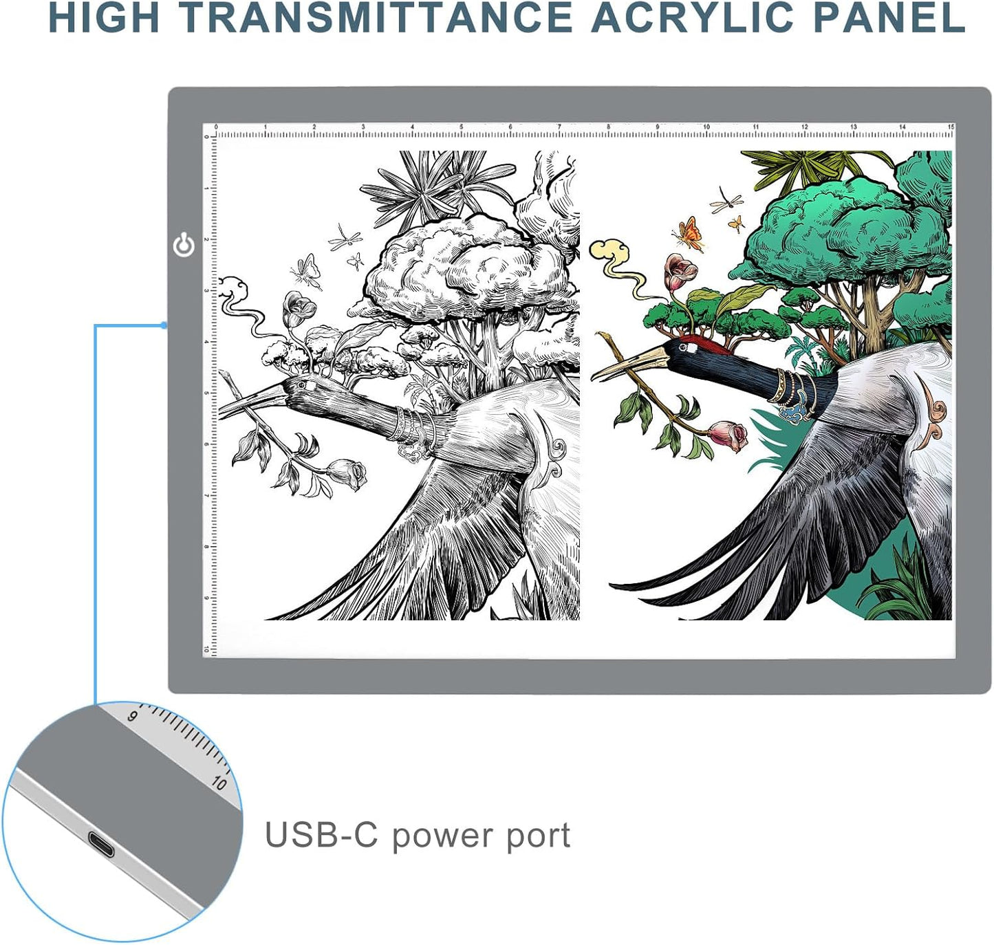 LitEnergy A4 LED Copy Board Light Tracing Box, Adjustable USB Power Artcraft LED Trace Light Pad for Tattoo Transferring, Drawing, Sketching, Animation, Stenciling, Diamond Art Painting Accessories