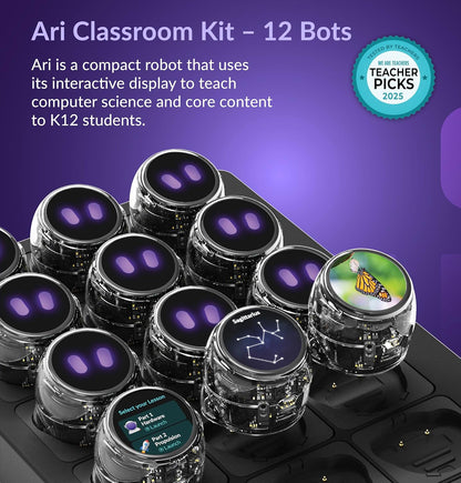 Ozobot Ari Entry Kit | Interactive Learning Robot with Touch Screen, ToF Sensor, Accelerometer, Gyroscope, and AI Integration | Hands-On STEM Education for Classrooms and Homeschool