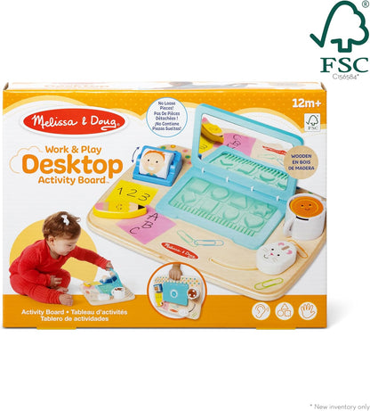Melissa & Doug Wooden Work & Play Desktop Activity Board Infant and Toddler Sensory Toy - FSC-Certified