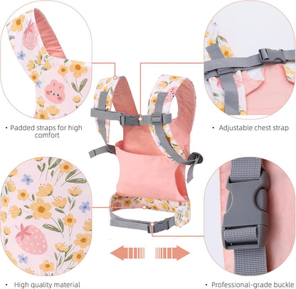 Miracle Baby Doll Carrier for Kids, Front and Back Baby Doll Accessories Backpack Kid Toddlers Play Toy Baby Carriers with Adjustable Straps for Little Girls