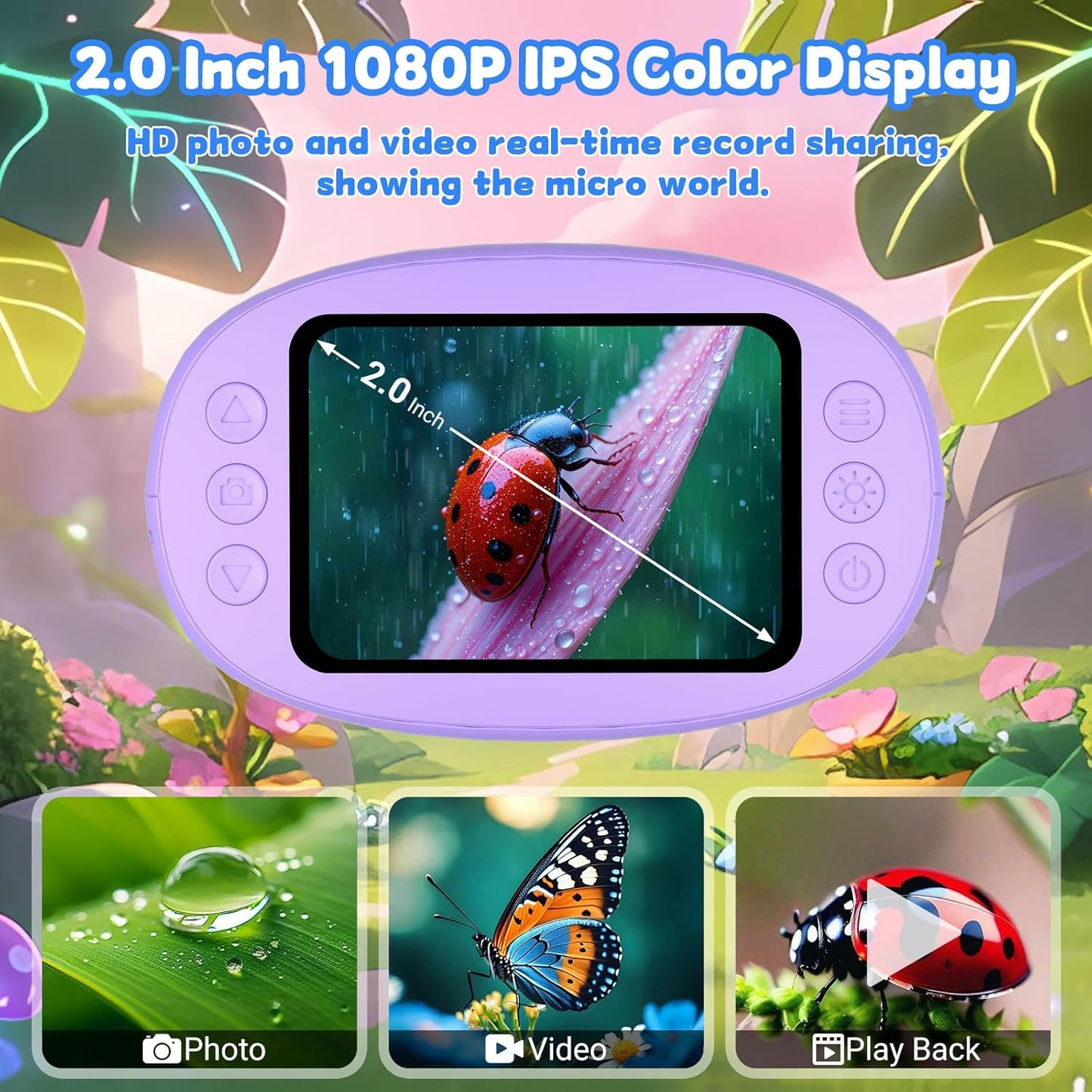 1000X Handheld Microscope for Kids: Pocket Digital Microscope with 1080P&2.0''IPS Screen&Photo/Video - Portable Edu Science Kits for Girls Boys - STEM Toys Birthday Gifts Ages 3-6 6-12(Orange)