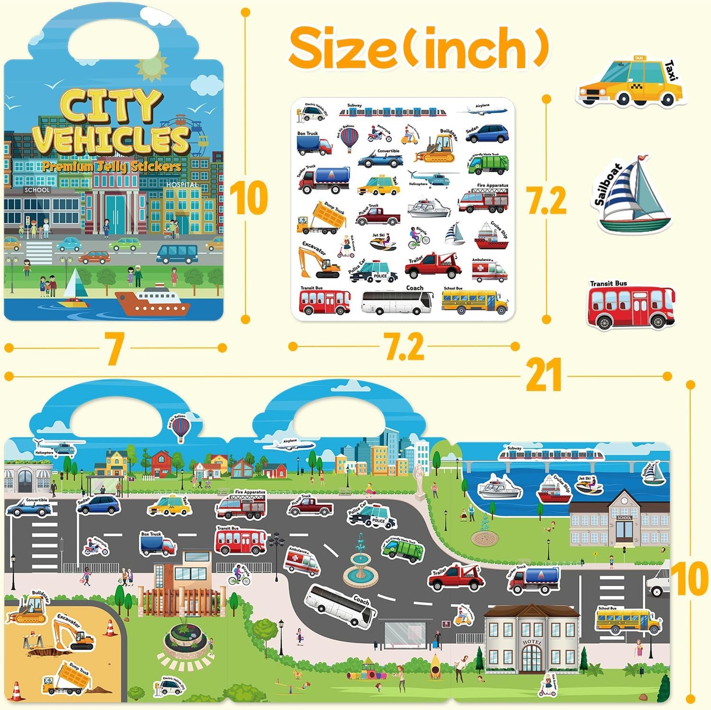 6 Sets Reusable Sticker Book for Toddlers 3-6, Jelly Sticker Books for Toddler, Travel Sticker Activity Toys for Kids 3 4 5 6 Years Old Girls & Boys