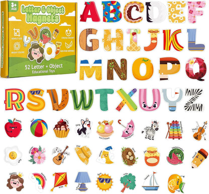 Thboxes 26 A-Z Objects Fridge Magnets for Toddlers,Large Size Colorful Refrigerator Magnets Magnetic Toys Cute Kids Learning Toys Preschool Educational Gifts for Kids Toddlers 3-5