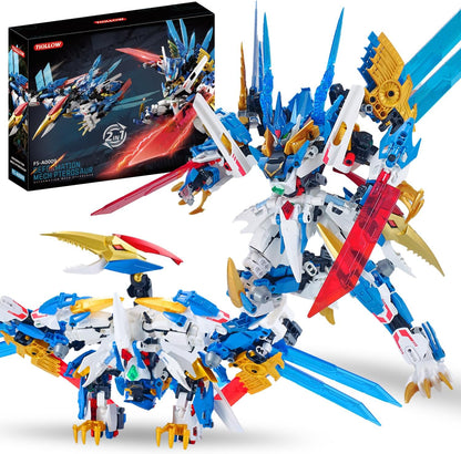 TIALLOW Pterodactyl Robot 2 in 1 Building Toy Sets, Dinosaurs Mech Transforming Building Block Model, Mecha Action Figures Pterosaur Building Kits, for Boys, Adult Age 8-12 (Pterodactyl)