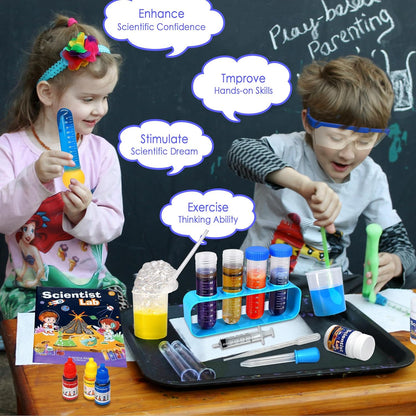 Educational Science Kit for Kids - 56 Science Lab Experiments with Lab Coat Scientist Costume, Science Kits for Kids Age 6-8-10-12, 70+ PCS DIY Stem Projects, Educational Toys for Girls Boys