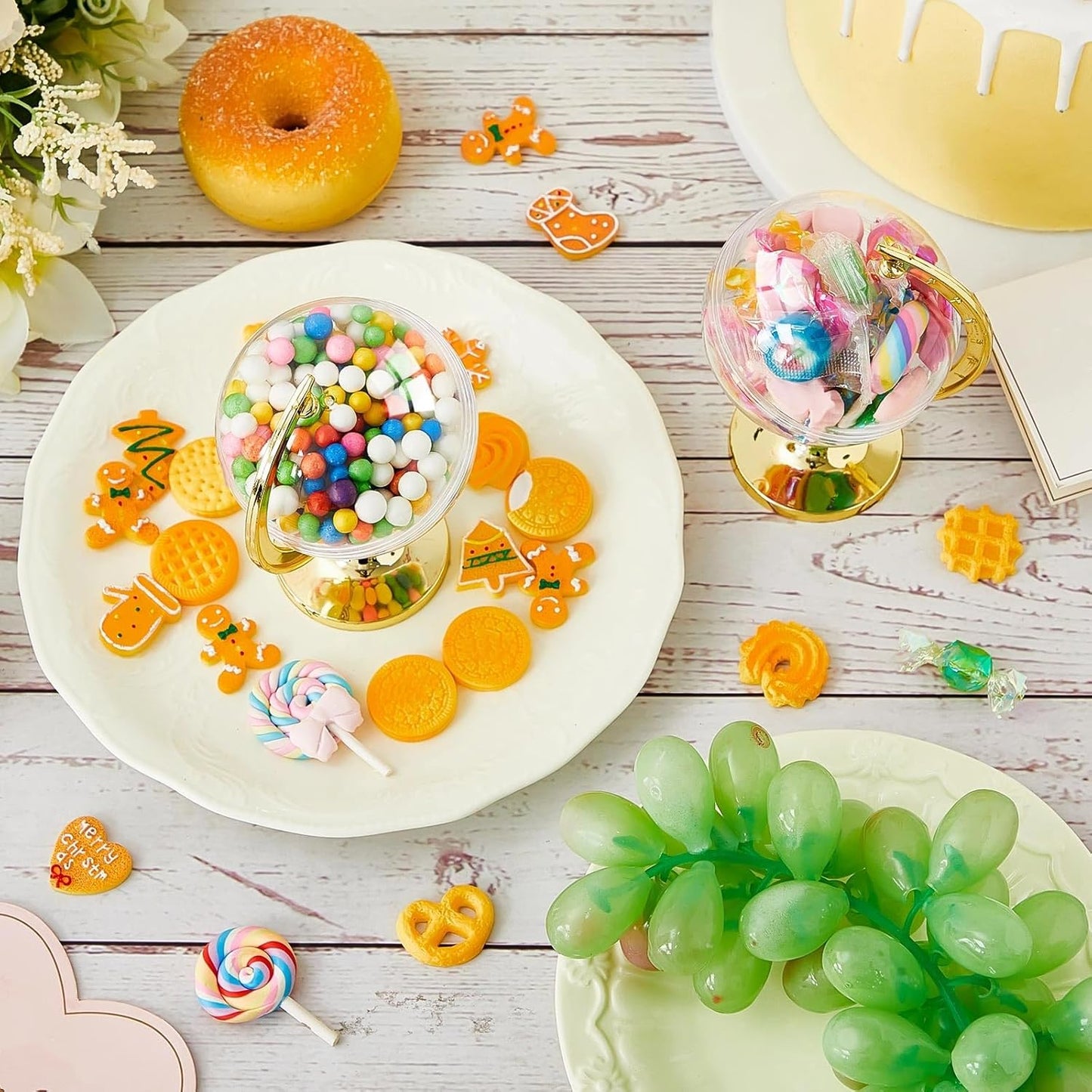 Suclain 60 Pieces Mini Globe Candy Container Gold Globe Party Favors Containers Fillable Round Candy Jars Decorations for Wedding Bridal Shower Adventure Baby Shower Travel Party Favor