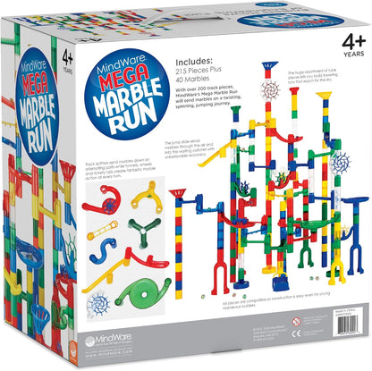 MindWare Mega Marble Run Building Set - 215 Durable Pieces and 40 Marbles - Build, Engineernig and Sceince Toy - Ages 4 and Up