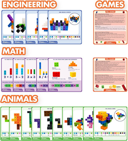 The Young Scientists Club STEM Cubes, Build, Learn & Create with 100+ Math Cubes Manipulatives, 4-in-1 Educational Games, Math Cubes for Kids Ages 4-8, Awesome Learn Through Play Toys