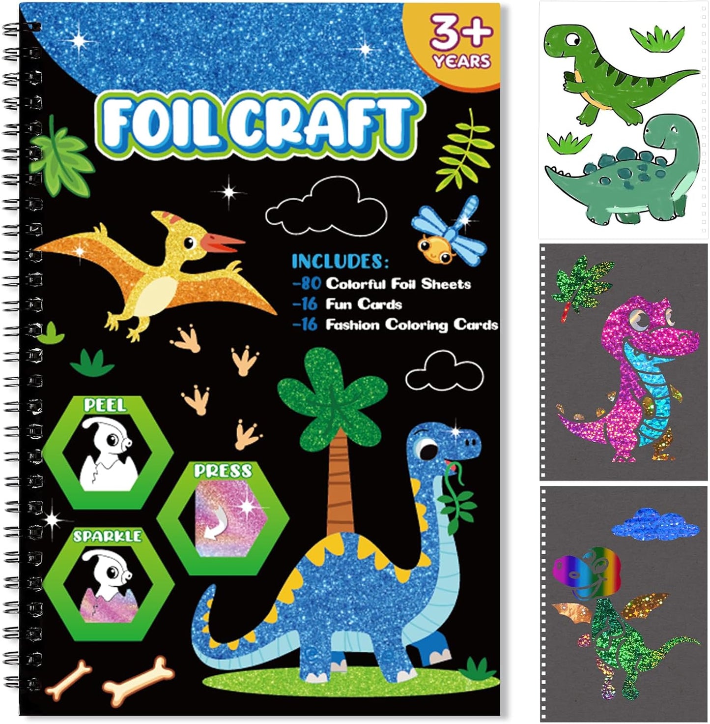 Foil Craft Bugs Butterfly DIY Art Fun Kits Set, No Mess Creative Foil Art Drawing Game for Kids, Birthday Gifts Crafts Supplies Travel Toys for Girls Boys Ages 4-9