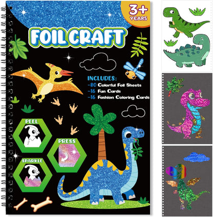 Foil Craft Bugs Butterfly DIY Art Fun Kits Set, No Mess Creative Foil Art Drawing Game for Kids, Birthday Gifts Crafts Supplies Travel Toys for Girls Boys Ages 4-9