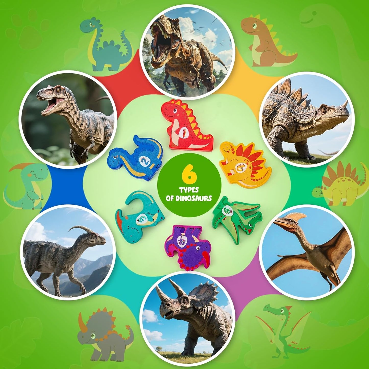 Toyssa Wooden Dinosaur Sorting and Stacking Toys for Toddler 1-3, Number Blocks Nesting Boxes with Magnetic Animals Train Set, Preschool Learning Montessori Toys for 1 2 3 Year Old Boys Girls Gift