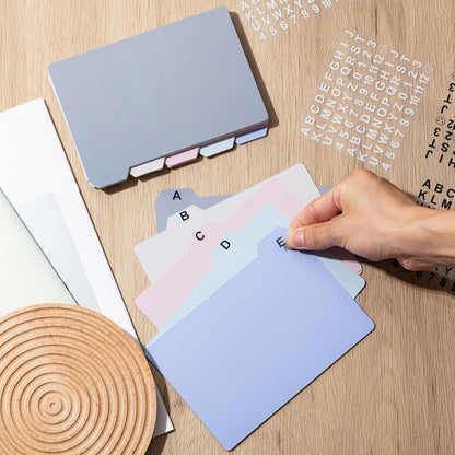 Harloon 104 Pcs Index Card Guide Set Include 100 Pcs 4 x 6 Inch Index Card Dividers 5 Colors Dry Erase Index Cards 4 Pcs Self Adhesive Number Alphabet Stickers File Tabs for Office Business