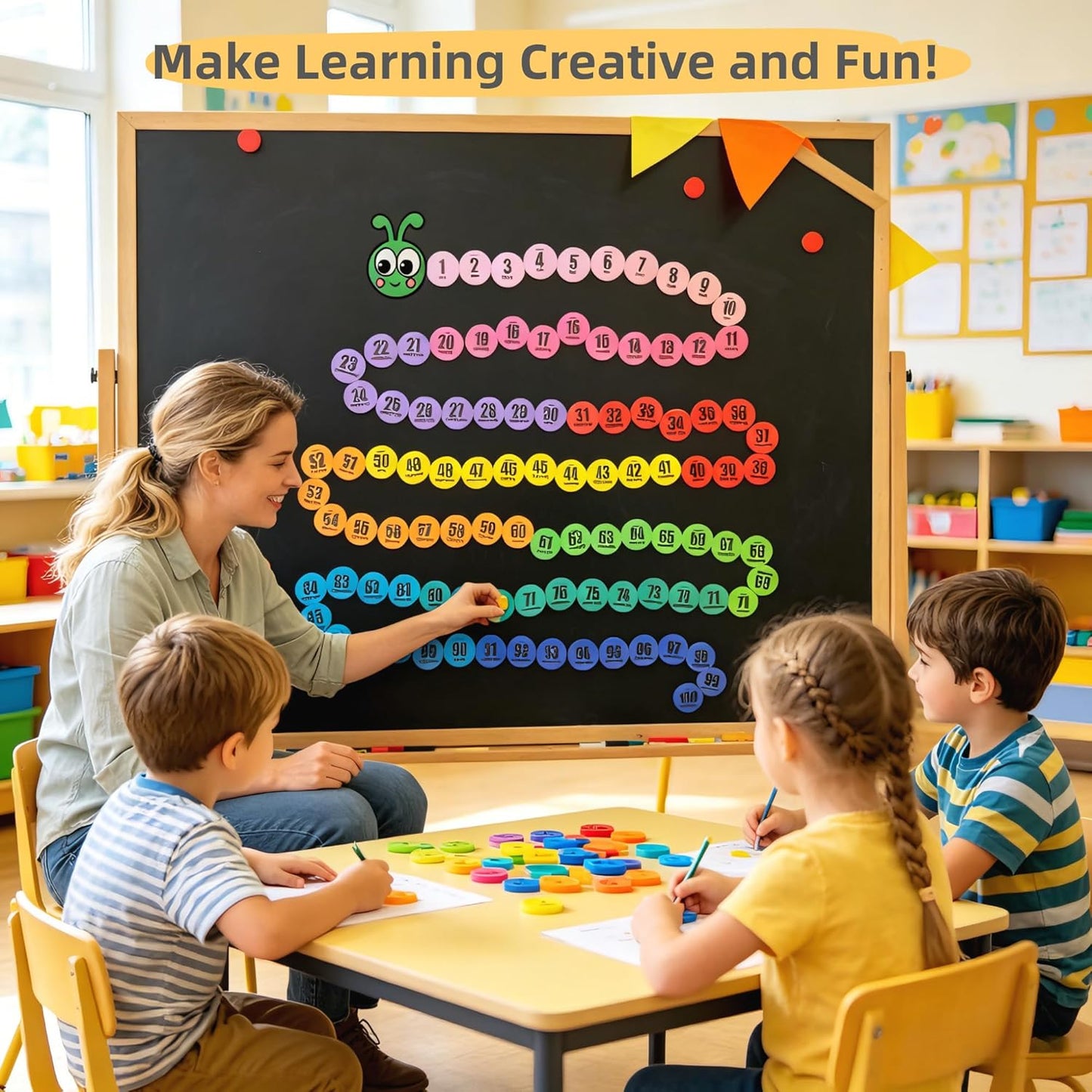123 Pieces Jumbo Magnetic Color-Coded Large-Sized Numbers Math Counter & Ten Frame Set, Number Sense Aid Classroom Must-Have Math Manipulatives with 100 Numbers, Math Signs, Ten-Frames & Magnet Boards