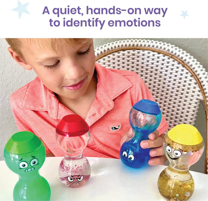 hand2mind Express Your Feelings Sensory Bottles-Primary Emotions, Quiet Toddler Fidgets for Classroom, Calm Down Corner Supplies, Social Emotional Learning, Sensory Toys for Kids with Autism
