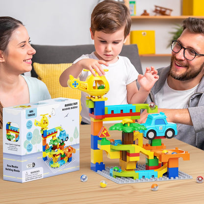burgkidz Marble Runs for Kids 4-8, Educational Learning Marble Maze Toys Compatible with All Major Brands of Building Blocks STEM Toys for Kid Age 3 4 5 6 7 8+