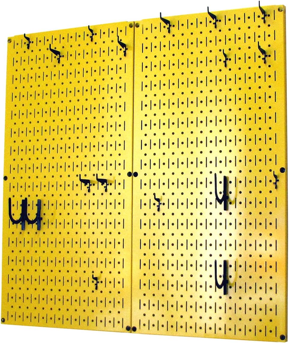 Wall Control Kitchen Pegboard Organizer Pots and Pans Storage Rack Organization Kit with Green Pegboard and White Accessories